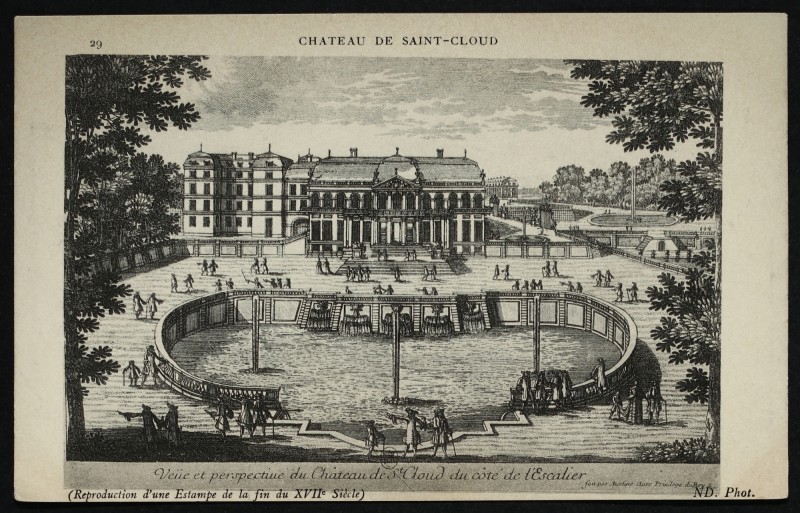 Carte postale ancienne Château de Saint-Cloud. Reproduction d'une estampe de la fin du XVIIè siècle à Saint-Cloud