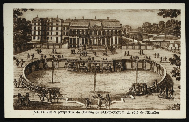 Carte postale ancienne Château de Saint-Cloud. Reproduction d'une estampe de la fin du XVIIè siècle à Saint-Cloud