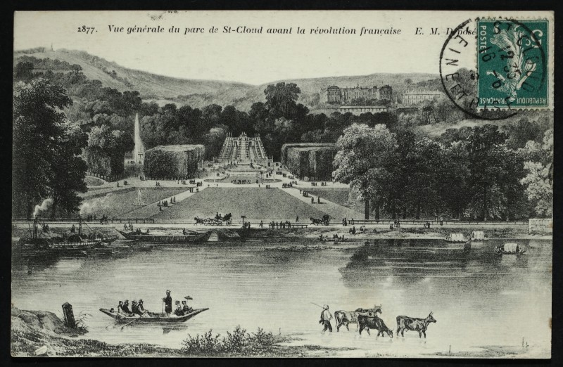 Carte postale ancienne Le Parc de St Cloud avant la Révolution Française [reproduction d'une gravure} à Saint-Cloud