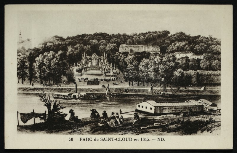 Carte postale ancienne Parc de Saint-Cloud en 1845 [reproduction d'une gravure] à Saint-Cloud