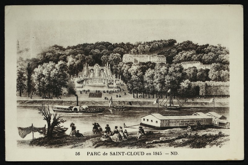 Carte postale ancienne Parc de Saint-Cloud en 1845 [reproduction d'une gravure] à Saint-Cloud