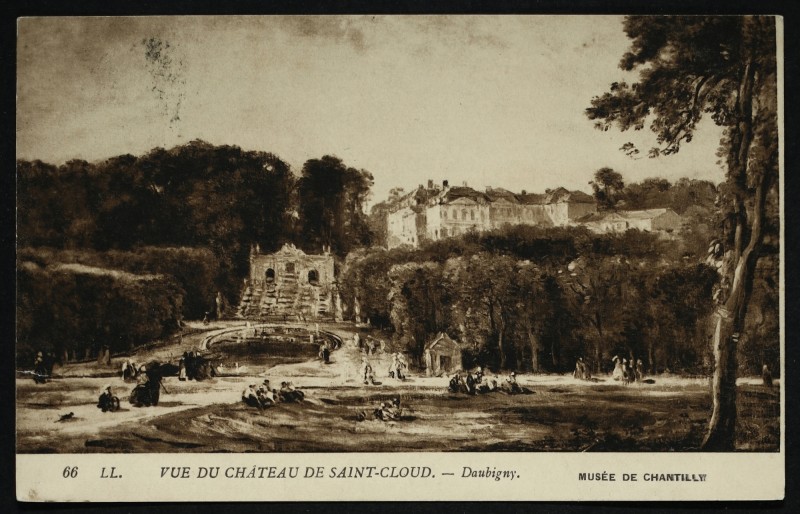 Carte postale ancienne Vue du Château de Saint-Cloud - Daubigny [reproduction d'une gravure] à Saint-Cloud