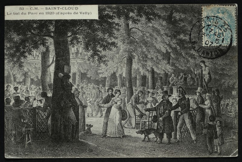 Carte postale ancienne Le bal du Parc en 1820 d'après de Velly à Saint-Cloud