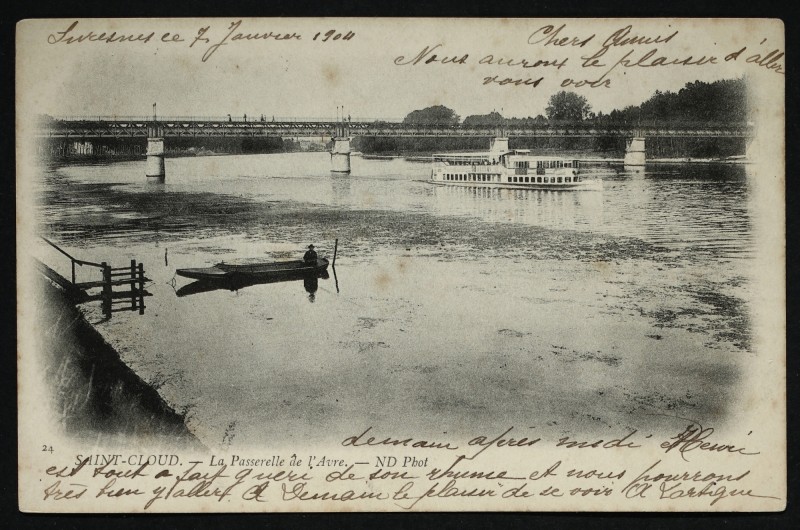 Carte postale ancienne La Passerelle de l'Avre à Saint-Cloud