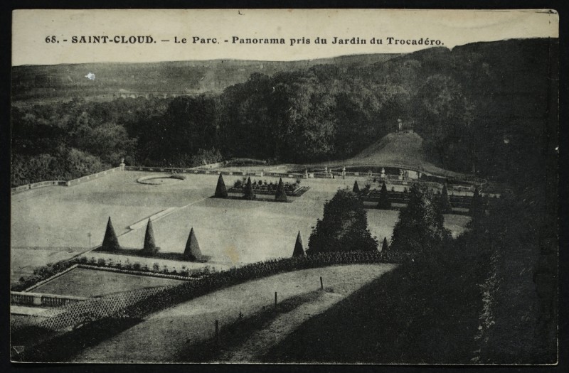 Carte postale ancienne Le Parc - Panorama pris du Jardin du Trocadéro à Saint-Cloud