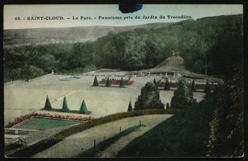 Carte postale ancienne Le Parc - Panorama pris du Jardin du Trocadéro à Saint-Cloud