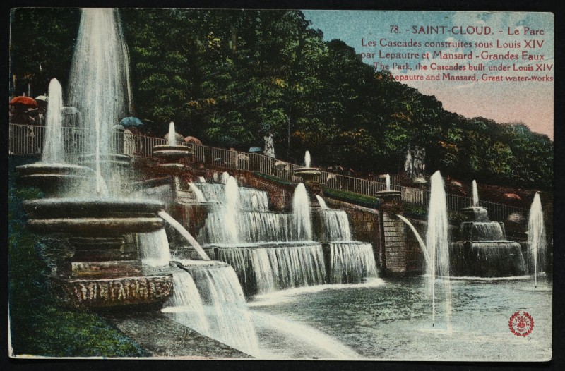 Carte postale ancienne Le Parc - Les Cascades construites sous Louis XIV par Lepautre et Mansard - Grandes Eaux à Saint-Cloud