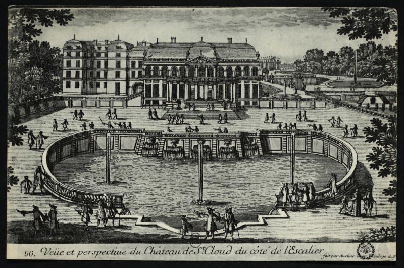 Carte postale ancienne Veüe et perspective du Château de St. Cloud du côté de l'Escalier à Saint-Cloud