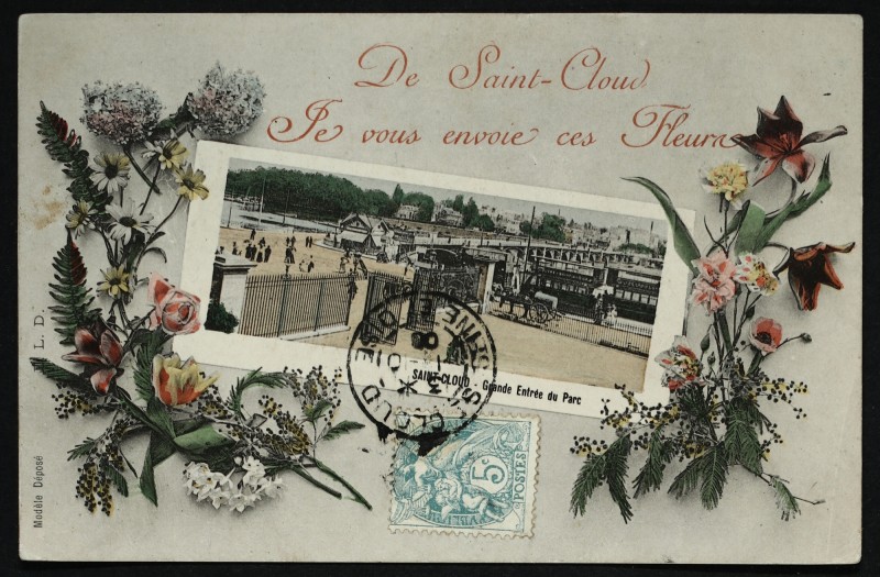 Carte postale ancienne De Saint-Cloud Je vous envoie ces Fleurs à Saint-Cloud