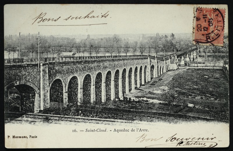 Carte postale ancienne Aqueduc de l'Avre à Saint-Cloud