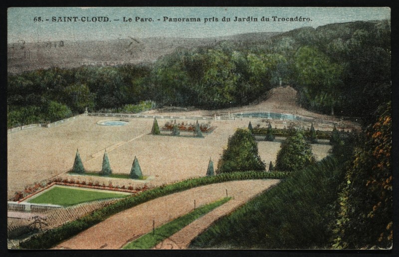 Carte postale ancienne Panorama pris du Jardin du Trocadéro à Saint-Cloud