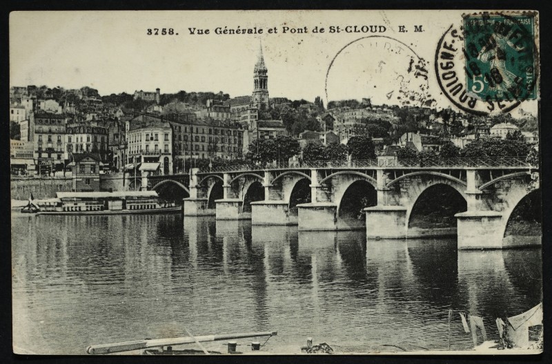 Carte postale ancienne Vue générale et Pont de St-Cloud à Saint-Cloud