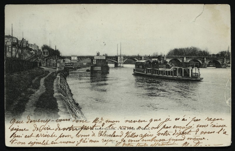 Carte postale ancienne Le Pont de Saint-Cloud - Vue prise du Quai à Saint-Cloud