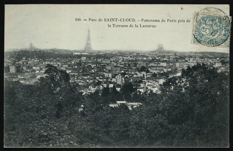 Carte postale ancienne Panorama de Paris pris de la Terrasse de la Lanterne à Saint-Cloud