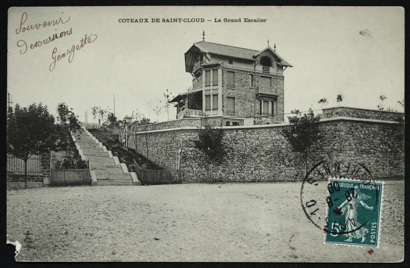 Carte postale ancienne Coteaux de Saint-Cloud - le Grand escalier à Saint-Cloud
