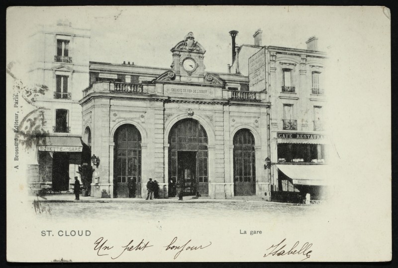 Carte postale ancienne la gare à Saint-Cloud