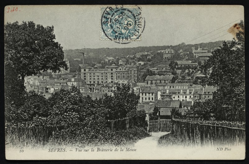 Carte postale ancienne Vue sur la  Brasserie de la Meuse à Sèvres