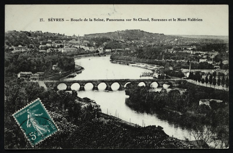 Carte postale ancienne Boucle de la Seine. - Panorama sur Saint-Cloud. - Suresnes - Mont-Valérien à Antony
