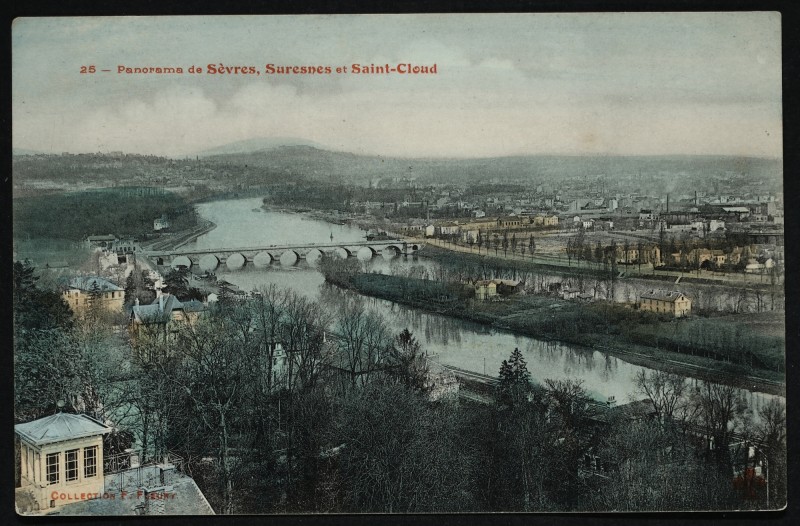 Carte postale ancienne Panorama de Sèvres, suresnes et Saint-Cloud à Antony