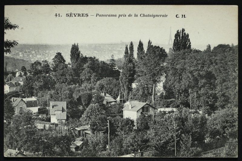 Carte postale ancienne Panorama pris de la Chataigneraie à Sèvres