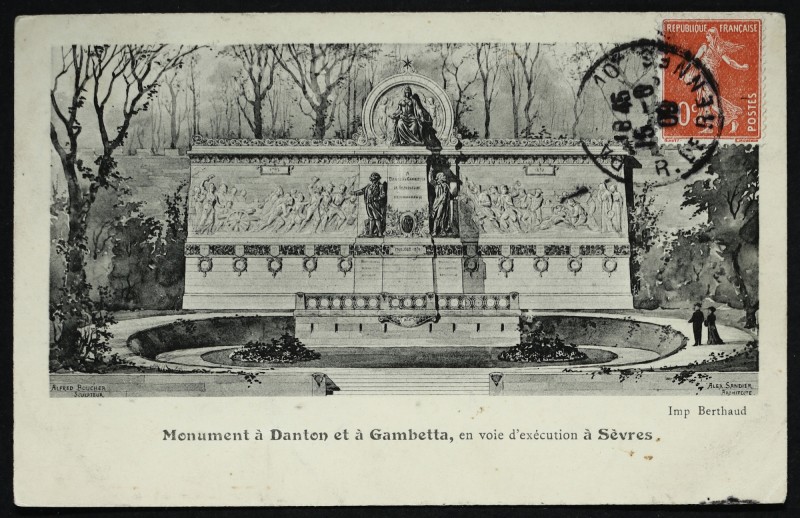 Carte postale ancienne Monument à Danton et à Gambetta, en voie d'exécution à Sèvres à Sèvres