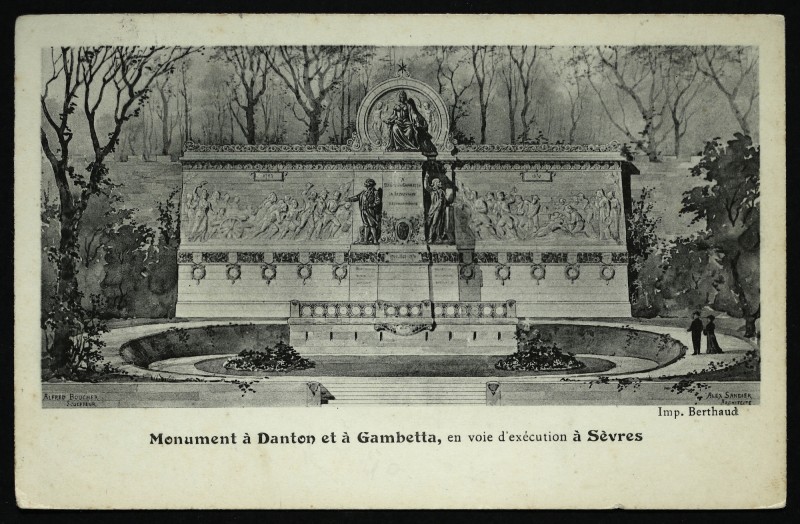 Carte postale ancienne Monument à Danton et à Gambetta, en voie d'exécution à Sèvres à Sèvres
