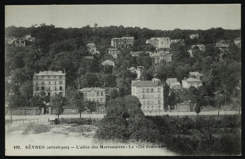 Carte postale ancienne L'allée des Marronniers - La villa Brancas à Sèvres