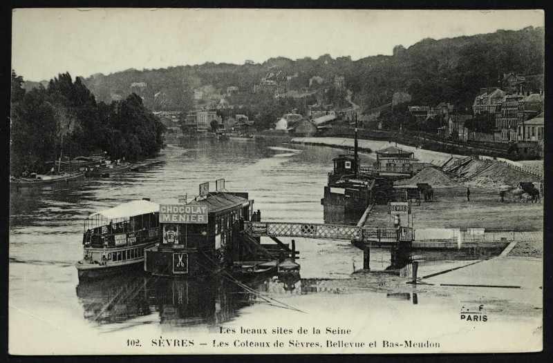 Carte postale ancienne Les beaux sites de la Seine - Les Coteaux de Sèvres, Bellevue et Bas-Meudon à Sèvres