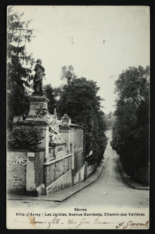 Carte postale ancienne Ville-d'Avray - Les Jardies, Avenue Gambetta, Chemin des Vallières à Sèvres