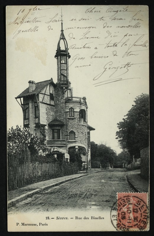 Carte postale ancienne Rue des Binelles à Sèvres