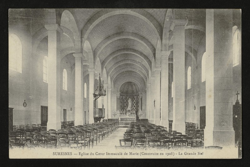 Carte postale ancienne Eglise du Coeur Immaculé de Marie (Construite en 1908) - La Grande Nef à Suresnes