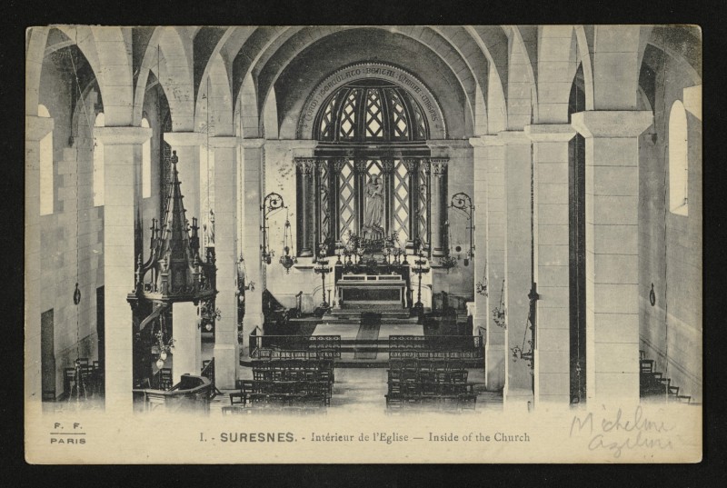 Carte postale ancienne Intérieur de l'Eglise - Inside of the Church à Suresnes