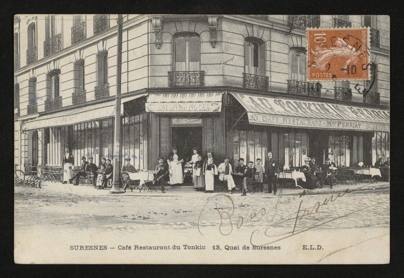 Carte postale ancienne Café-Restaurant du Tonkin 13, Quai de Suresnes à Suresnes