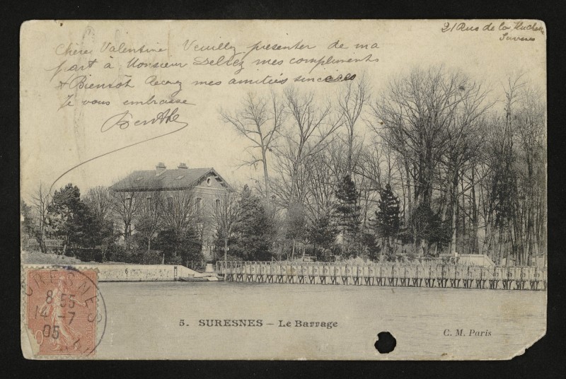 Carte postale ancienne Le Barrage à Suresnes