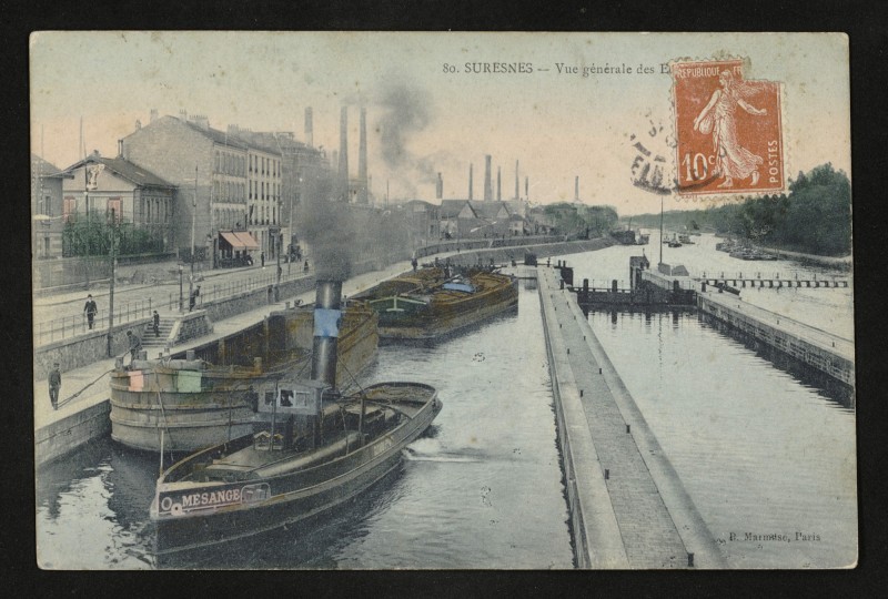 Carte postale ancienne Vue générale des Ecluses à Suresnes