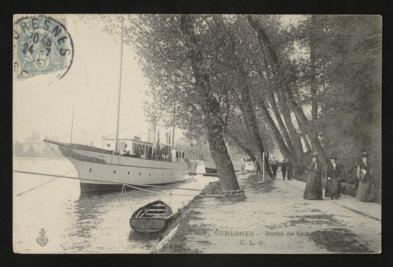 Carte postale ancienne Bords de la Seine à Suresnes