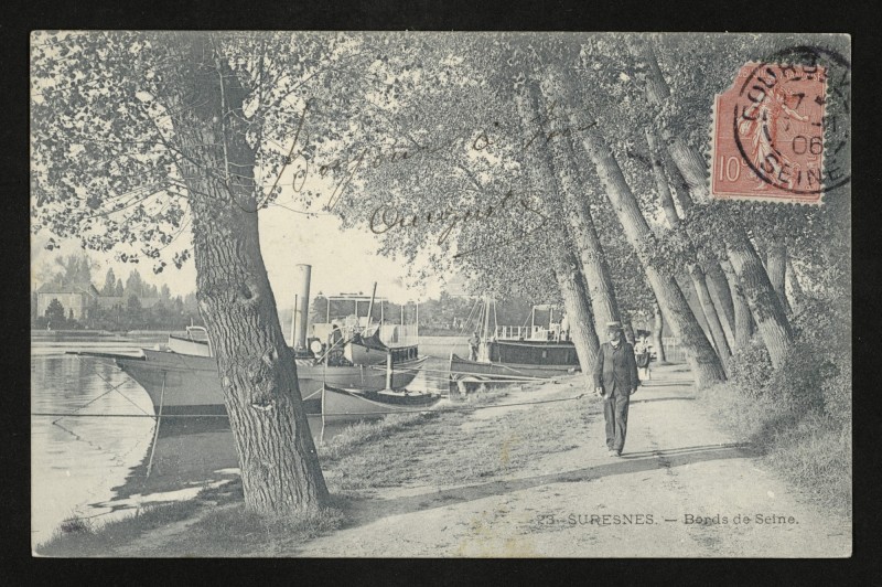 Carte postale ancienne Bords de Seine à Suresnes