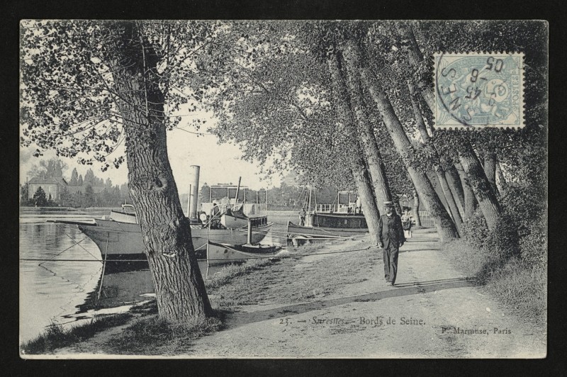 Carte postale ancienne Bords de Seine à Suresnes