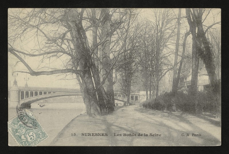 Carte postale ancienne Les Bords de la Seine à Suresnes