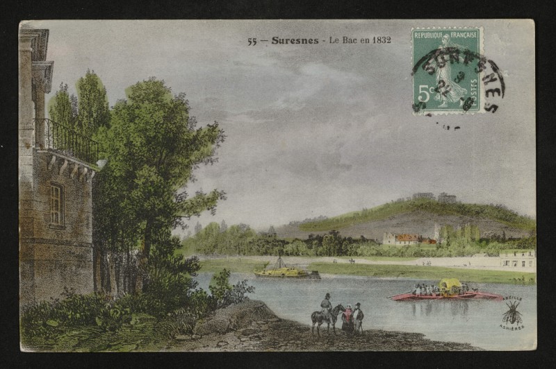 Carte postale ancienne Le Bac en 1832 à Suresnes