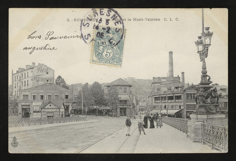 Carte postale ancienne Le Pont et le Mont-Valérien à Suresnes