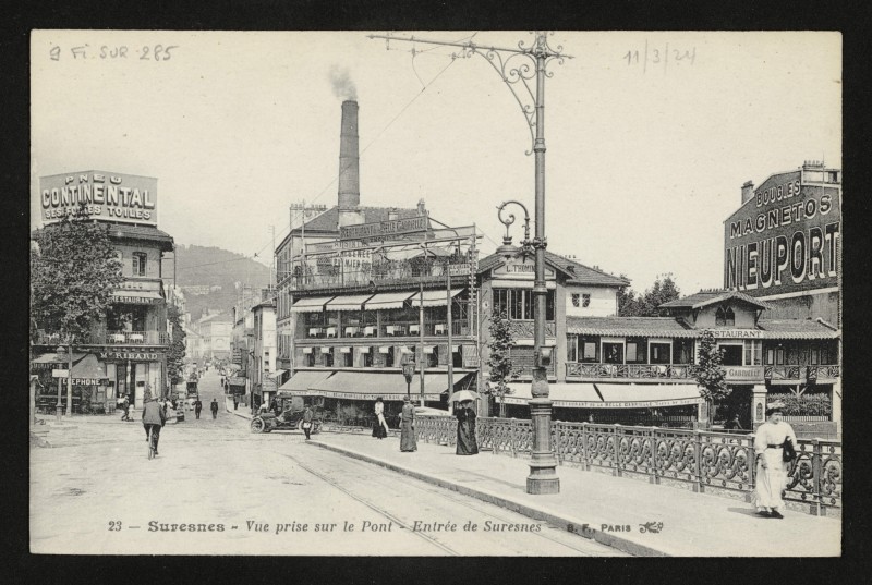 Carte postale ancienne Vue prise sur le Pont - Entrée de Suresnes à Suresnes