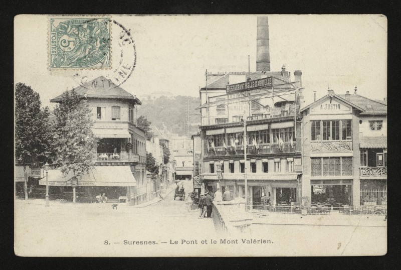 Carte postale ancienne Le Pont et le Mont-Valérien à Suresnes
