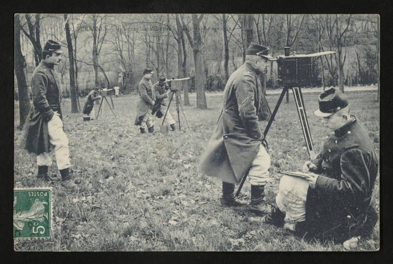Carte postale ancienne Télégraphie Militaire - Télégraphie optique à Suresnes