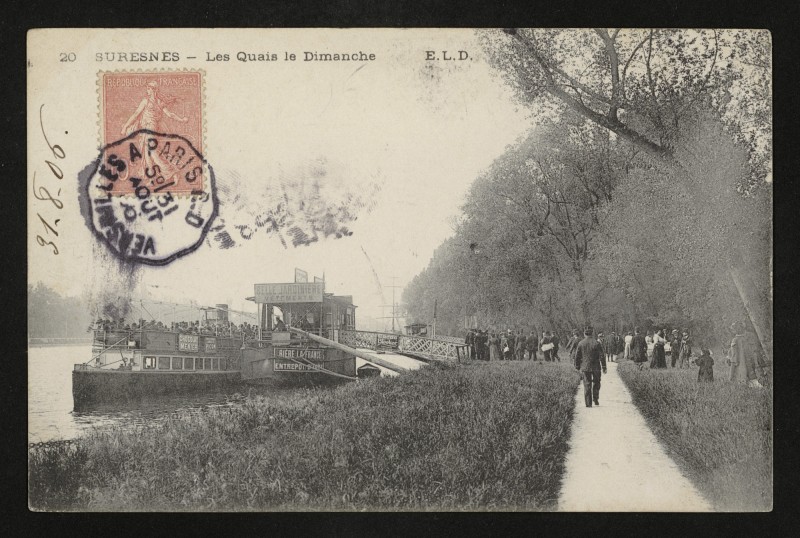 Carte postale ancienne Les Quais le Dimanche à Suresnes