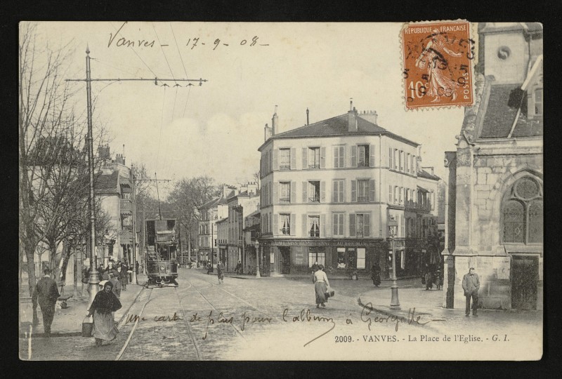 Carte postale ancienne La Place de l'Eglise à Vanves