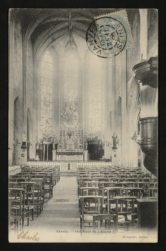 Carte postale ancienne Intérieur de L'Eglise à Vanves