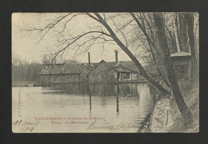 Carte postale ancienne Domaine de la Marche - Etang - La Mécanique à Marnes-la-Coquette