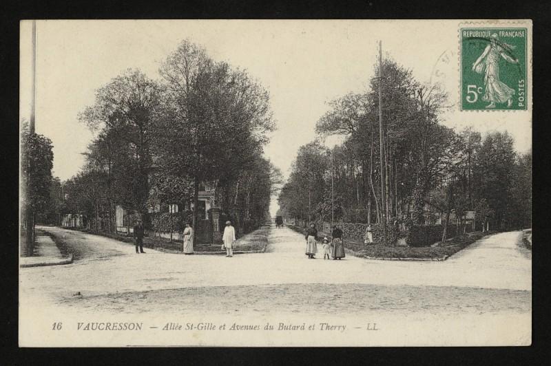Carte postale ancienne Allée St-Gilles et Avenues du Butard et Therry à Vaucresson