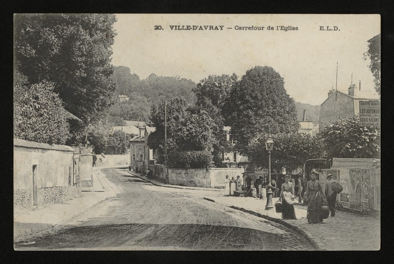 Carte postale ancienne Carrefour de l'Eglise à Ville-d'Avray